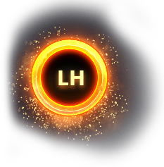 Logo da Liga Hero, um anel de fogo com as letras LH.